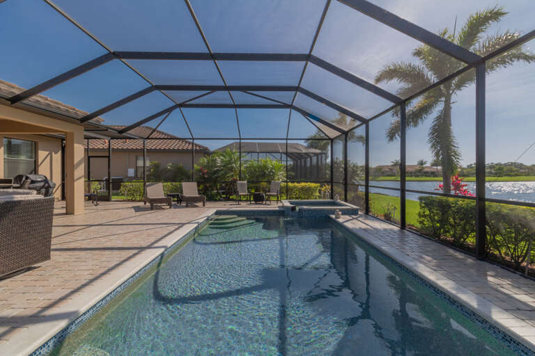 Large pool overlooking the lake