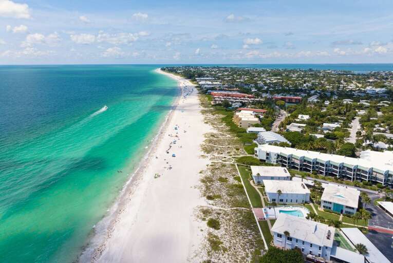 Aerial view of the community, Right on the beach!
