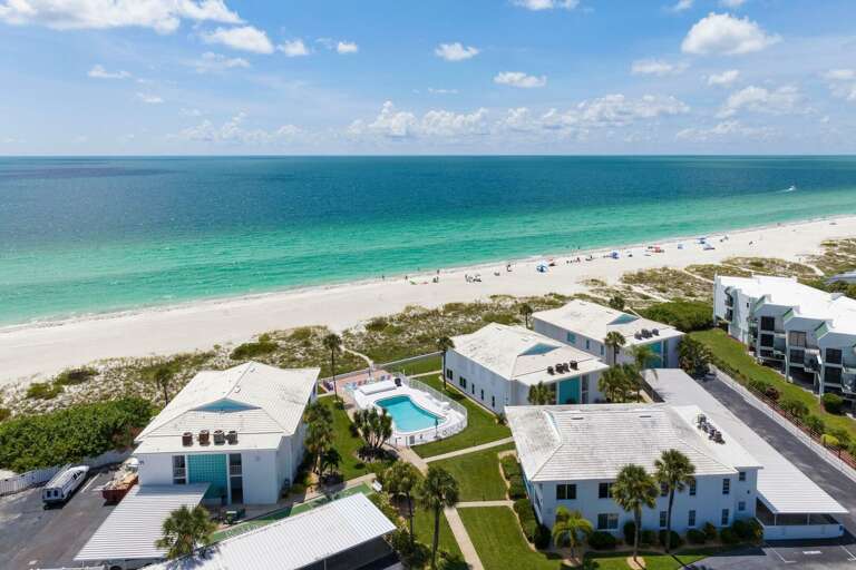 Aerial view of the community, Right on the beach!