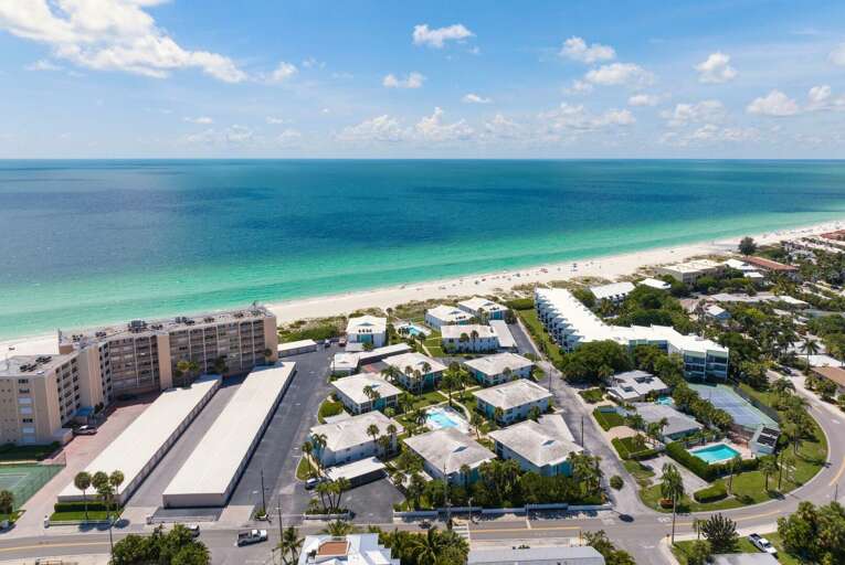 Aerial view of the community, Right on the beach!