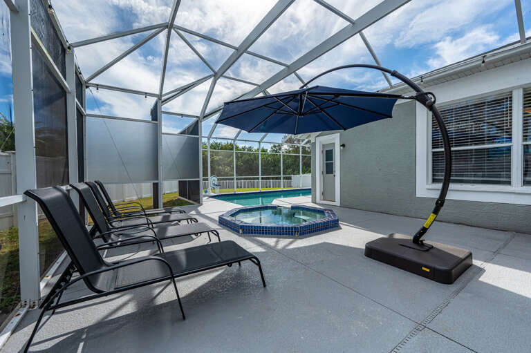 Your pool is crystal clear, heated, and waiting — lounge chairs and sunshine included at no extra charge