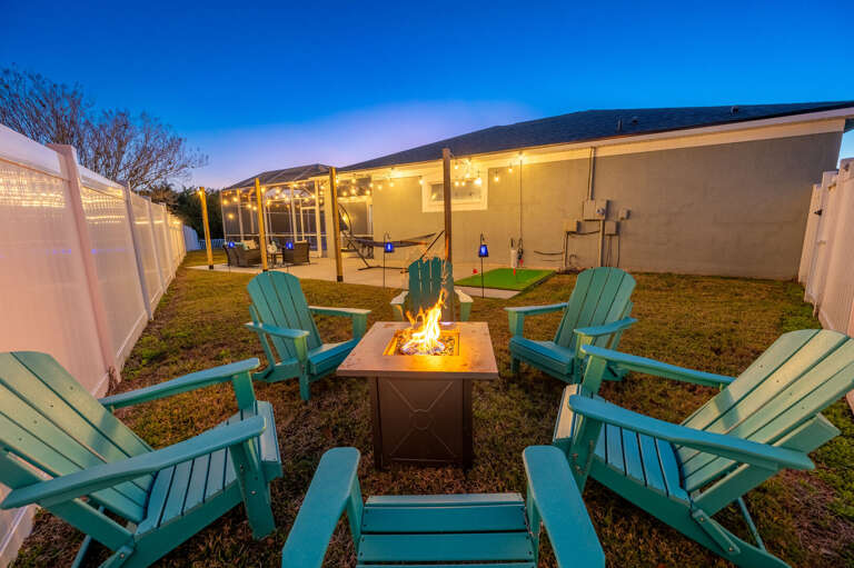 Pull up a turquoise chair, let the fire pit crackle, and watch the sky turn shades of dusk