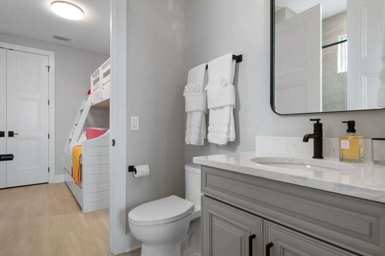 Jack and Jill bathroom connecting the 2nd and 3rd bedroom