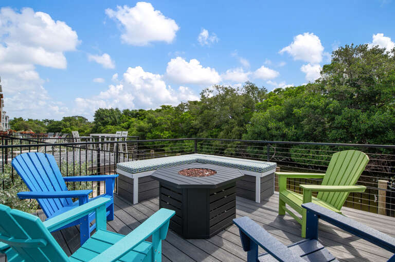 Pull up an Adirondack, lite the fire pit, and let the evening stretch as long as it needs to. The mangroves are all you'll see
