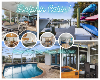 Welcome to Dolphin Cabin — your waterfront escape with a screened pool, private dock, kayaks, and everything the Gulf Coast of Florida has waiting for you.