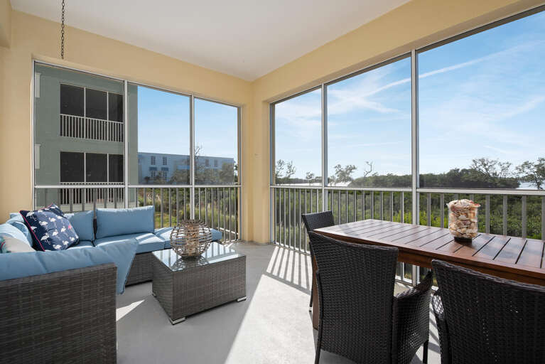 Take in the full scale of the setting — the Anna Maria Sound stretches out just beyond your building.