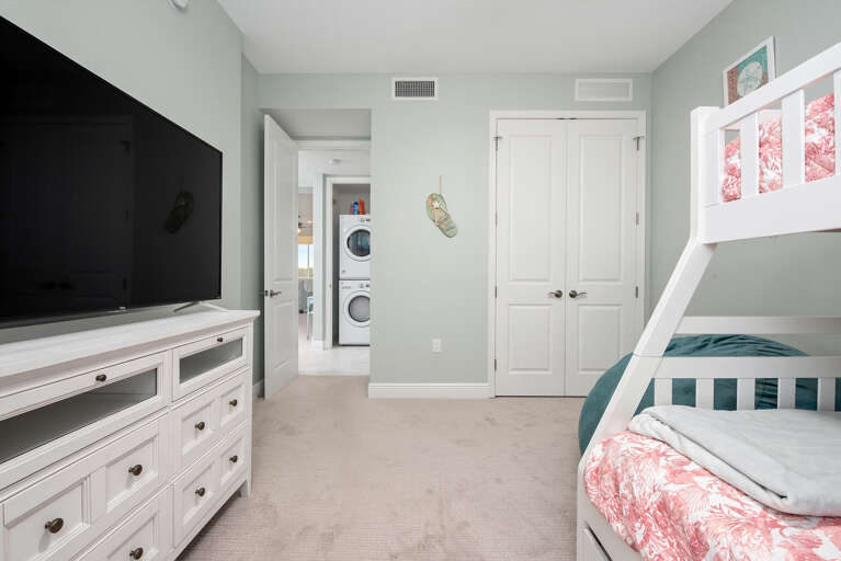 Pack the whole family in — the bunk room has everything needed for a comfortable night plus a TV to wind down.