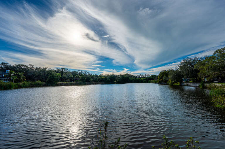 Wide lake views from your shoreline — the slow afternoon view that resets your nervous system inside an hour.