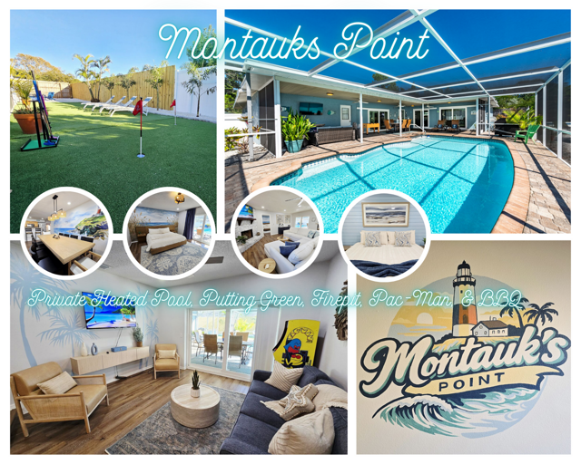 Welcome to Montauks Point — your Florida escape with a heated pool, fire pit, arcade games, and beaches just minutes away.