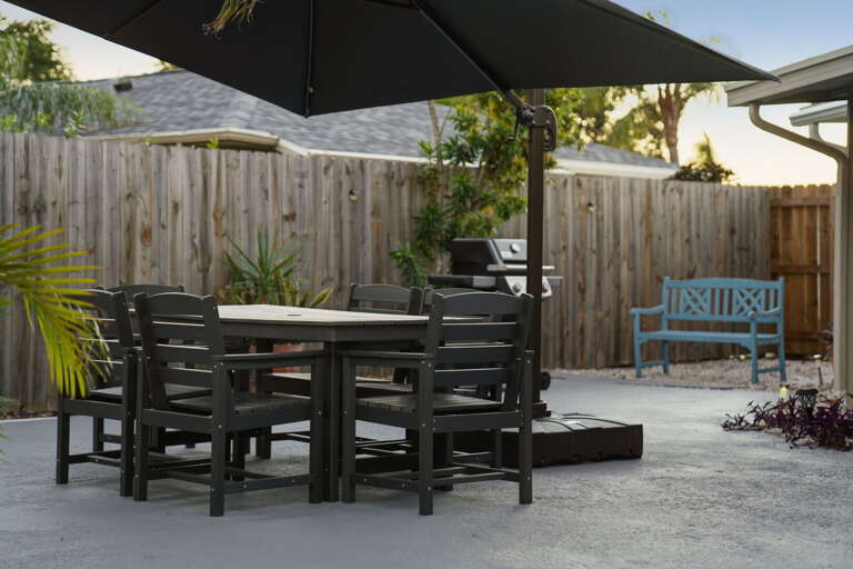 Grill dinner and fire up the pit on the same patio -- the two are five steps apart. Plan your evening accordingly.