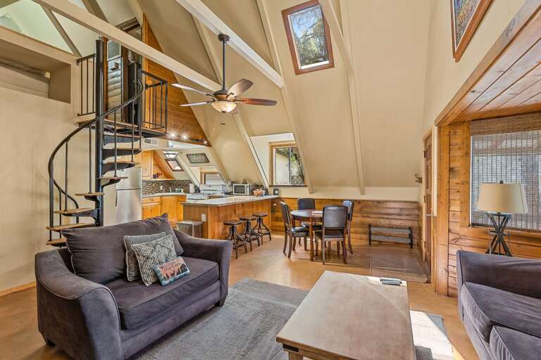 With its inviting loft and cozy interiors, this pet-friendly retreat offers the perfect escape for families, friends, or couples traveling with their fido.