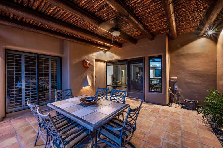 Gather around the 6 person outdoor dining table. Gather around the 6 person outdoor dining table.