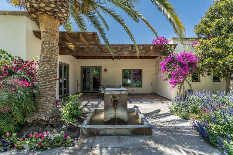 Waterfall contributes to the true oasis the yard is.