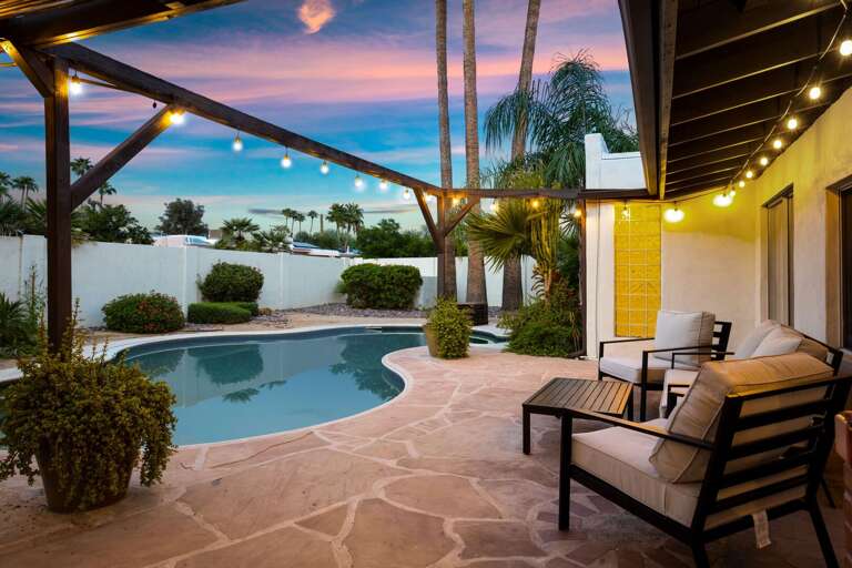 Outdoor Seating Overlooking Pool