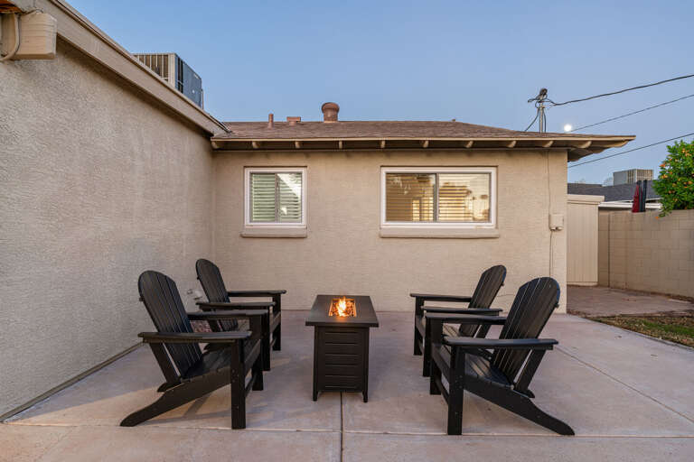 Outdoor firepit and seating for 4. Outdoor firepit and seating for 4.