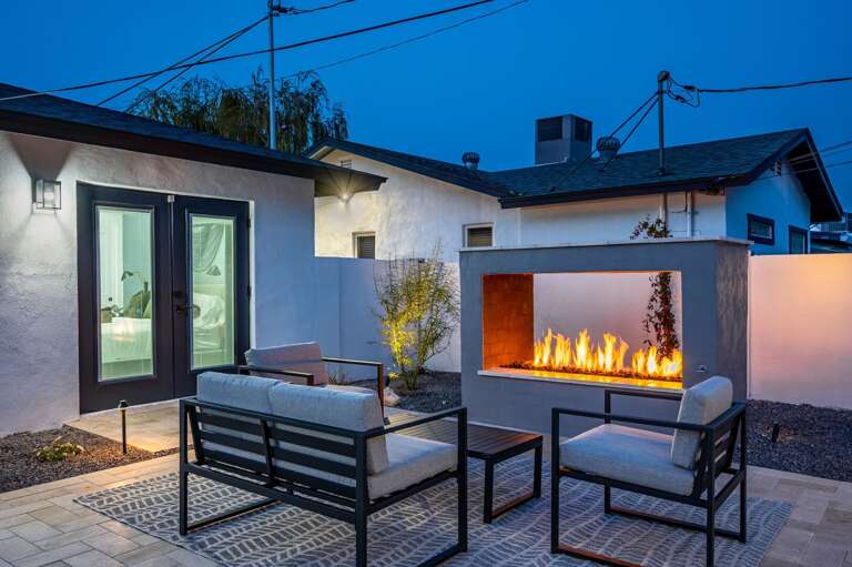 Cozy up by the fireplace for great discussions with your friends and family.