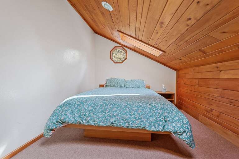 Upstairs in the casita, you'll find a loft-style bedroom with a king-size bed, a bureau, and a flat-screen TV for your comfort and convenience. Upstairs in the casita, you'll find a loft-style bedroom with a king-size bed, a bureau, and a flat-screen TV for your comfort and convenience.