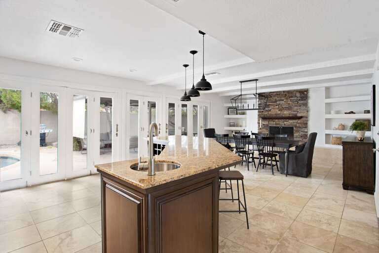 Large Kitchen Island Overlooking Dining Area Large Kitchen Island Overlooking Dining Area