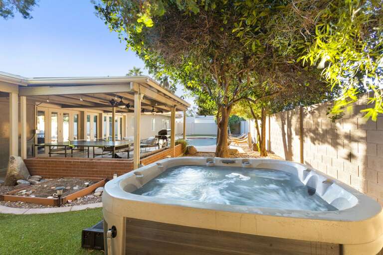 Outdoor Hot Tub Under Sheltering Trees Outdoor Hot Tub Under Sheltering Trees