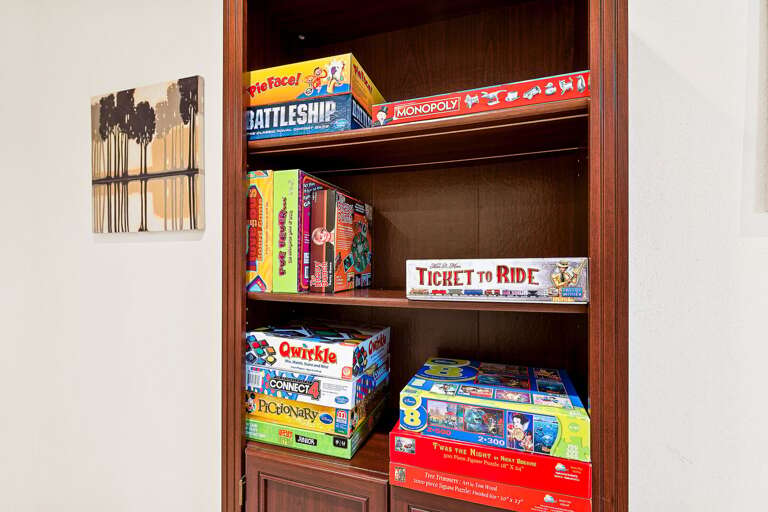 The space is thoughtfully equipped with a wide selection of board games and even features an extra full-size fridge to keep your drinks and snacks cool and within easy reach. The space is thoughtfully equipped with a wide selection of board games and even features an extra full-size fridge to keep your drinks and snacks cool and within easy reach.