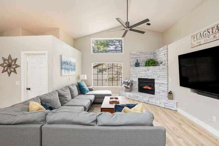 Huge Smart TV with streaming capabilities for movie nights or catching up on your favorite shows. Huge Smart TV with streaming capabilities for movie nights or catching up on your favorite shows.