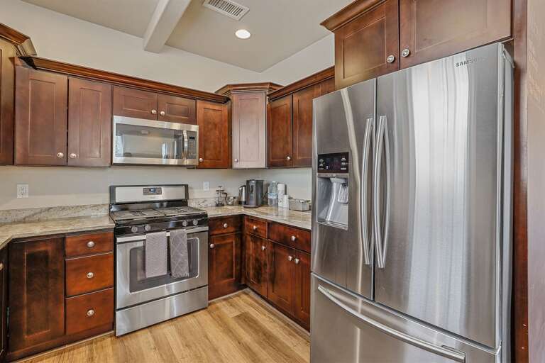 Stainless steel appliances and ample cabinet space Stainless steel appliances and ample cabinet space