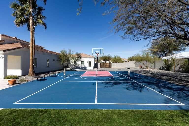 Fun for all! Pickleball and Basketball court.