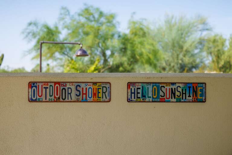 Hello, sunshine! Rinse off under the refreshing outdoor shower after a swim and soak up the laid-back Scottsdale resort vibes.