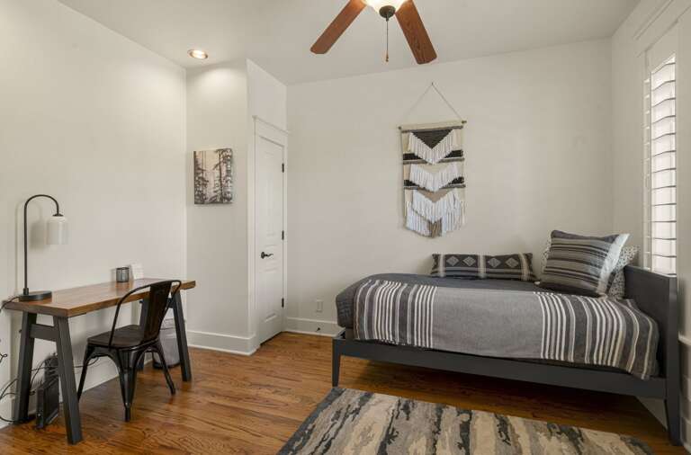 1st Floor: 
Twin Bedroom – Perfect for guests who need work-and-play space, featuring a desk and cozy twin bed. Additional Twin Air Mattress – Flexible sleeping space for extra guests. 1st Floor: 
Twin Bedroom – Perfect for guests who need work-and-play space, featuring a desk and cozy twin bed. Additional Twin Air Mattress – Flexible sleeping space for extra guests.