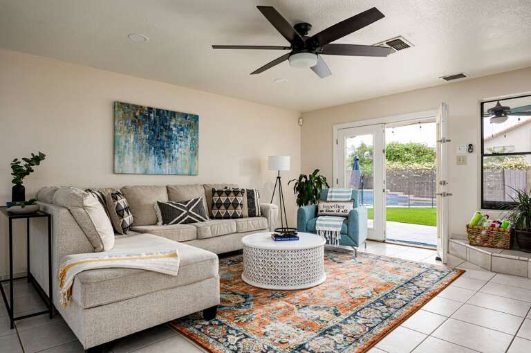 Living space with pops of color. Living space with pops of color.