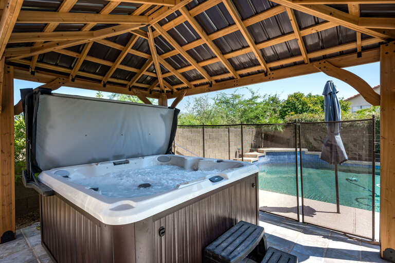 Newly added Hot Tub under the shaded Cabana. Newly added Hot Tub under the shaded Cabana.