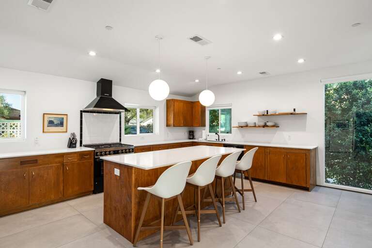 Kitchen island and bar seating for 4. Kitchen island and bar seating for 4.