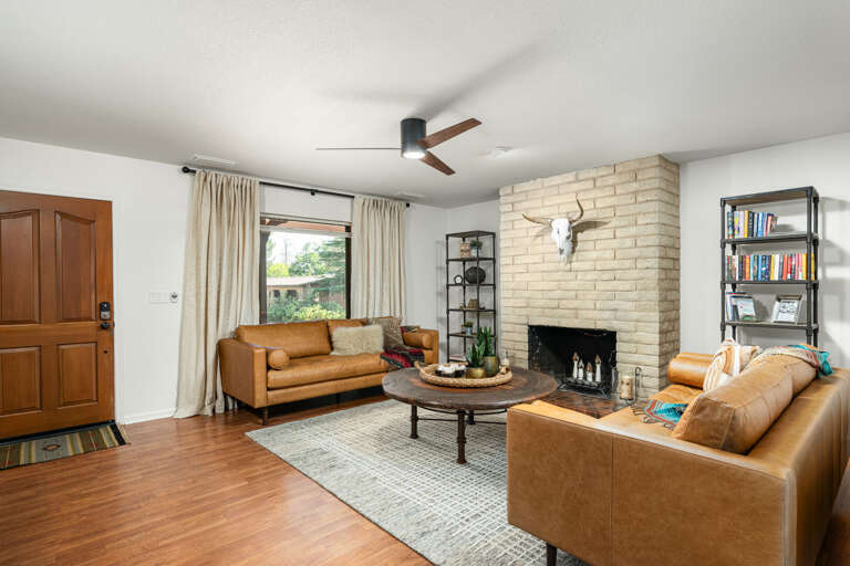 Decorated with Native American-inspired decor and horseback riding elements, this home is spacious, cozy, and inviting, featuring quality linens and a fireplace for cooler nights. Decorated with Native American-inspired decor and horseback riding elements, this home is spacious, cozy, and inviting, featuring quality linens and a fireplace for cooler nights.