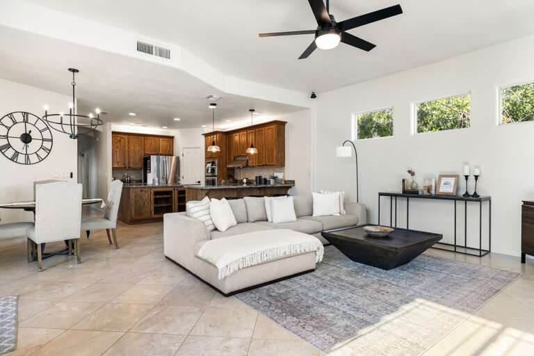 Living Area w/ Dining & Kitchen Area in Background