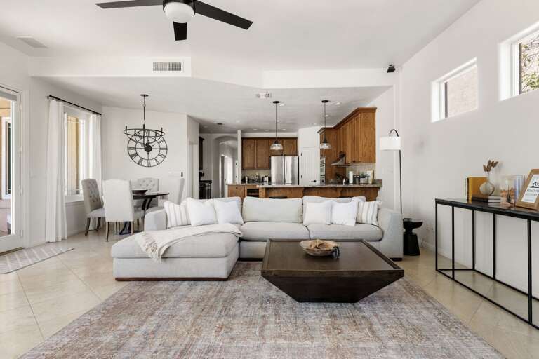 Living Area w/ Dining & Kitchen Area in Background