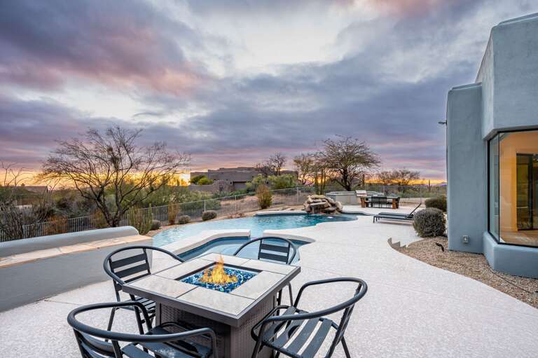 Gather around the fire table. Gather around the fire table.