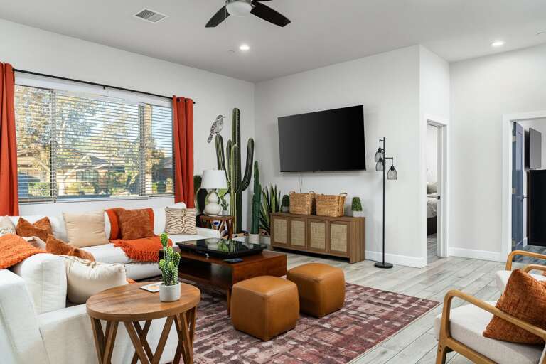 Living Room w/ Large TV & Cozy Seating