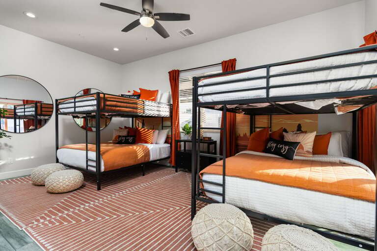 Spacious Bunk Bedroom w/ Full-Over-Full Bunks, and Fun Desert Themed Decor