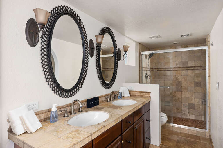 Main Suite Bathroom w/ Glass Shower & Jetted Tub