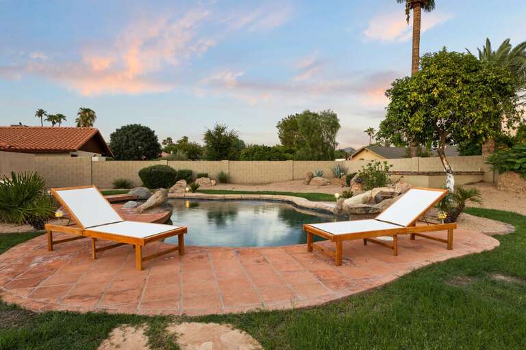 Sun Beds Overlooking Pool