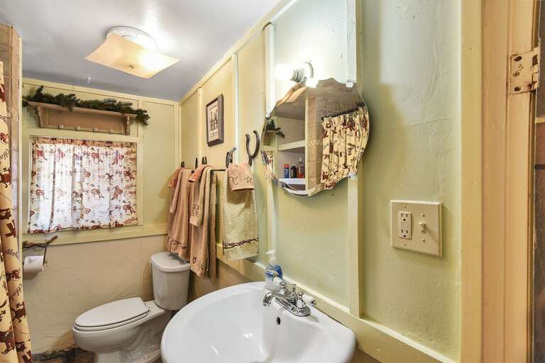 Full shower which is a tub/shower combo, toilet and sink.