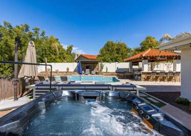 Enjoy the above ground spa, overlooking the pool and outdoor seating area! Enjoy the above ground spa, overlooking the pool and outdoor seating area!