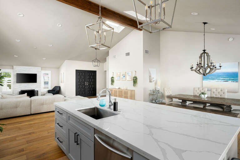 Kitchen island for space to cook with marble countertop. Kitchen island for space to cook with marble countertop.