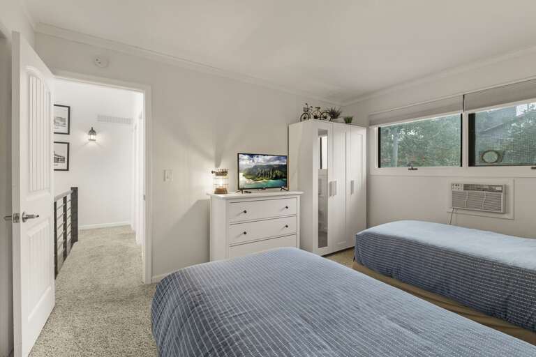 Lots of storage and a TV. Lots of storage and a TV.