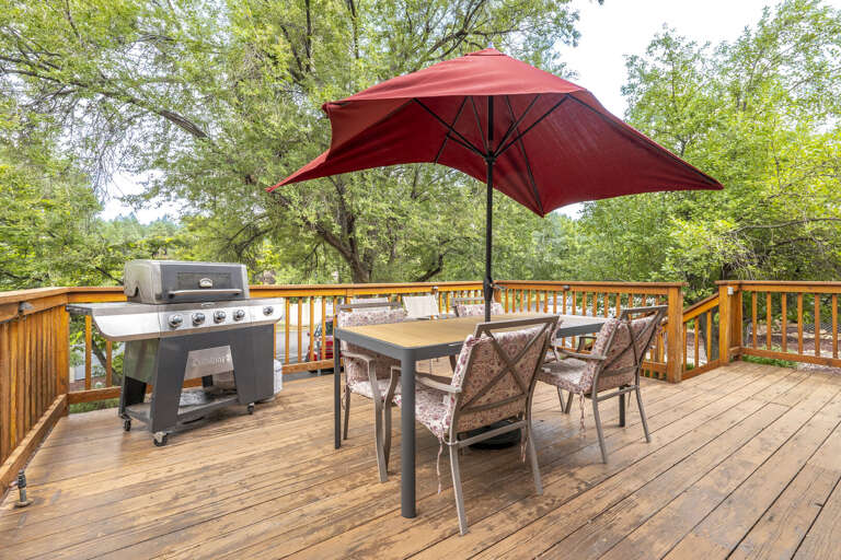 Outdoor dining table and BBQ grill. Outdoor dining table and BBQ grill.