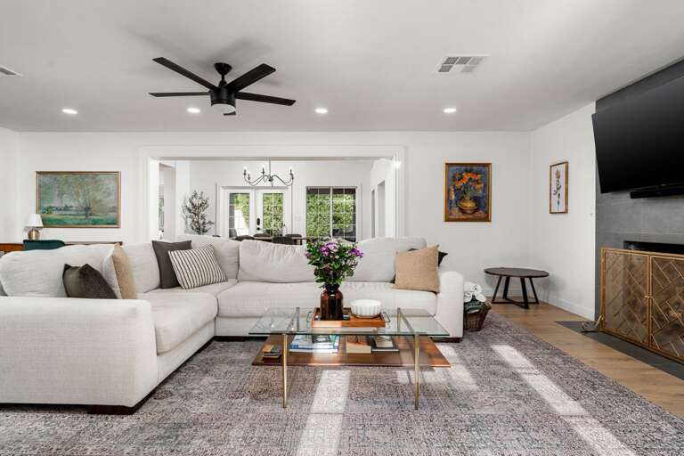 Living area view with dining room in the back