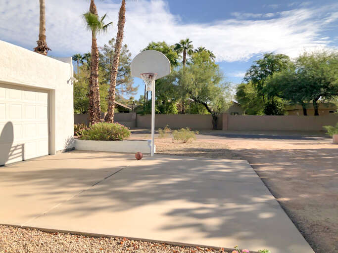 Basketball in side yard