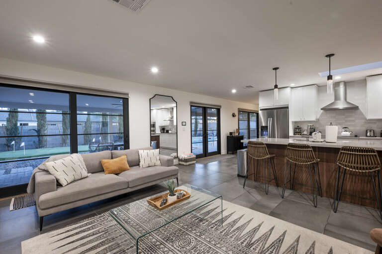 Living area and kitchen