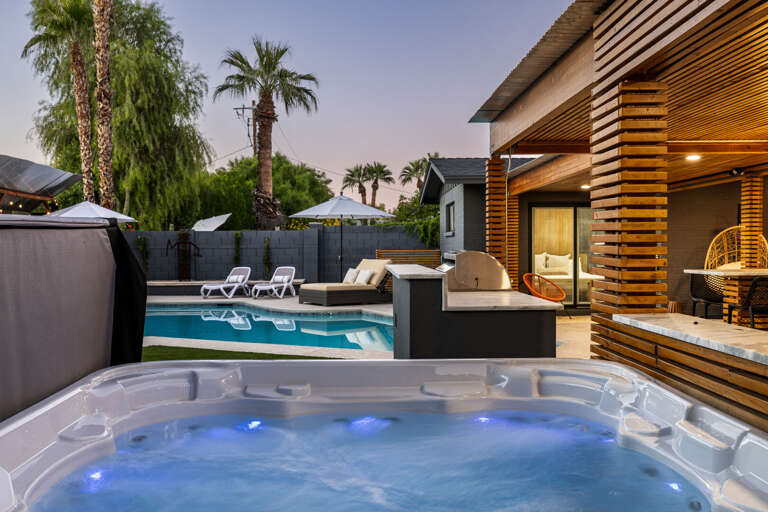 Hot Tub Overlooking Pool & Backyard Hot Tub Overlooking Pool & Backyard