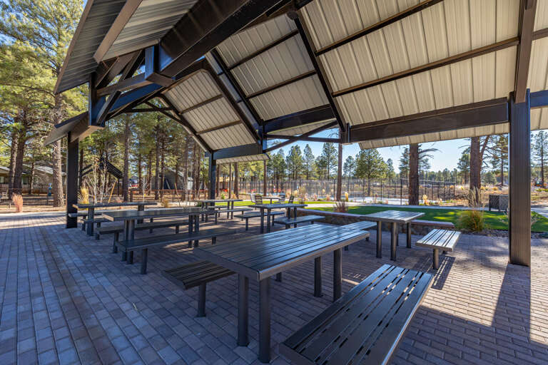 Neighborhood park with picnic table